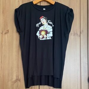 Frida Kahlo Black Muscle Tee Top Amor Fuerza Mi Vida NWT L